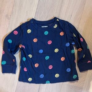 Old Navy Navy Smile Print Long-Sleeve Tee